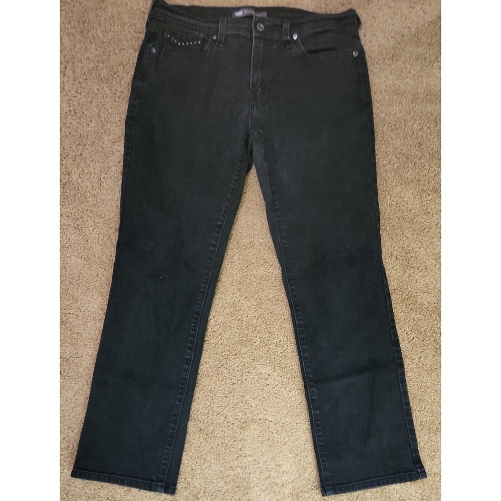 Levis Woman's 505 straight leg black Jeans size 10 S‎ mid rise black label